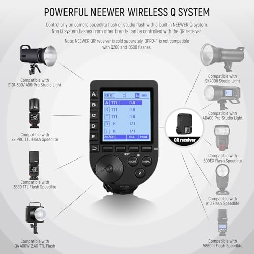 NEEWER Upgraded QPRO-F TTL Wireless Flash Trigger Compatible with Fujifilm 1/8000s HSS Slanted Large Screen 5 Group 9 Customizable Functions for Q4 Q3 Z2 Z1 Z760 NW760 S101-300W PRO/400W PRO - Image 2