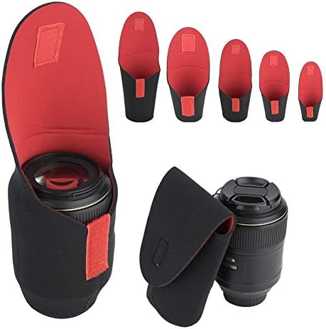Camera Lens Storage Bag, Lightweight Camera Lens Bag, 5pcs Portable Neoprene Material Hook&Loop Design on The for Photography Lovers - Image 3