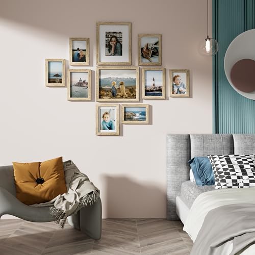 Vittanly 10 Pack Picture Frames Collage Wall Decor, Light Wood - Image 2