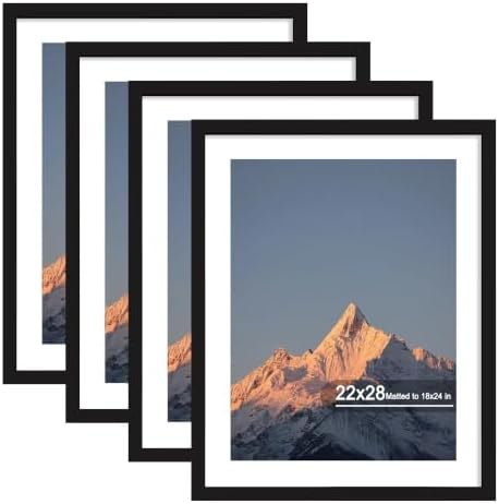 22x28 Wood Picture Frame Set of 4, Wall Mount for Home Decor, Black by SZYUU