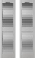 Builders Edge 12 in. W x 72 in. H Builders Edge, Standard Cathedral Top Center Mullion, Open Louver Shutters, Includes Matching Installation Spikes (Per Pair), 030 - Paintable by Builders+Edge