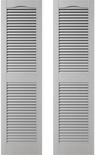 Builders Edge 12 in. W x 64 in. H Builders Edge, Standard Cathedral Top Center Mullion, Open Louver Shutters, Includes Matching Installation Spikes (Per Pair), 030 - Paintable by Builders+Edge