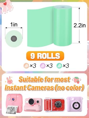 9 Roll 1''×2.2'' Kids Camera Paper Roll Refill for Kid Camera Instant Print - Image 5