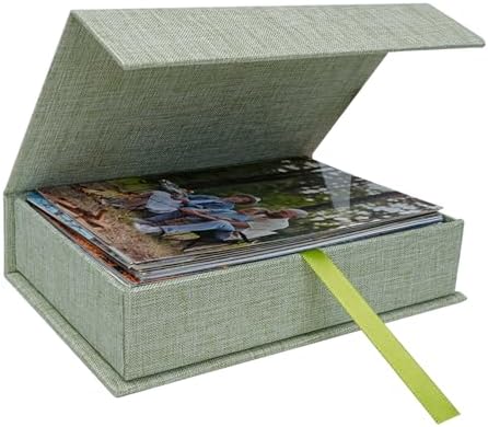 4x6 Photo Storage Box, Premium Linen Memory Box for Photos, Pictures, Certificates, Scrapbooking Supplies & Jewelry - Portable, Stackable Organizer for Home, Crafters & Collectors by CHERRICH