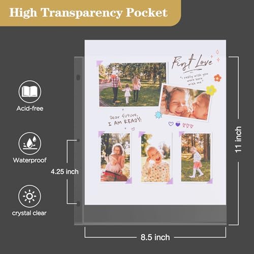 Mublalbum 8.5x11 Inch 3 Ring DIY Scrapbook Photo Album 80 Pages,Red - Image 4