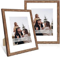 11x14 Picture Frame Set of 2, 11 x 14 Wood Photo Frames with Mat for 8x10, Natural Wooden Frame with Real Glass Cover for Wall and Tabletop Display,Rustic Brown by CCDCC