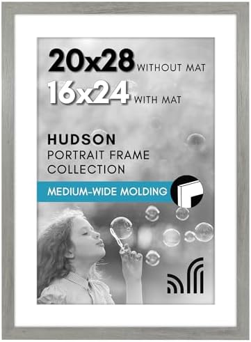 Americanflat 20x28 Poster Frame - Matted to 16x24 - Engineered Wood - Grey by Americanflat