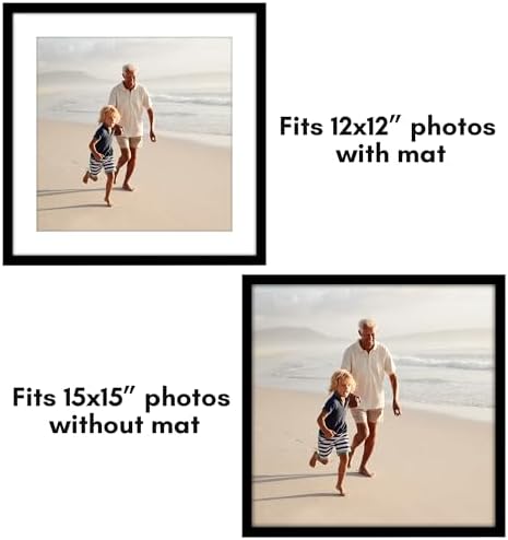 Americanflat 15x15 Picture Frame 5-Pack - Matted to 12x12 - Black - Image 6