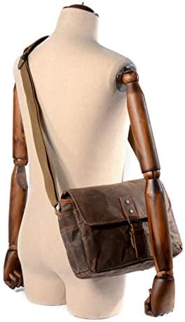 SLR Camera Bag, Waterproof Wax Canvas Bag Vintage Camera Case Messenger Bag with Interlayer Pad - Image 7