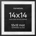 Homeforia 14x14 Black Oak Picture Frame, High-End Wood, 12x12 Mat, Glass by Homeforia