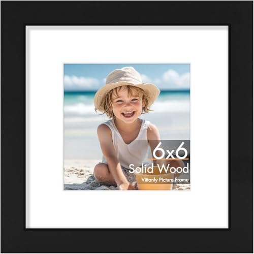 Vittanly 6x6 Picture Frame Made of Solid Wood for Wall & Tabletop, Black by Vittanly