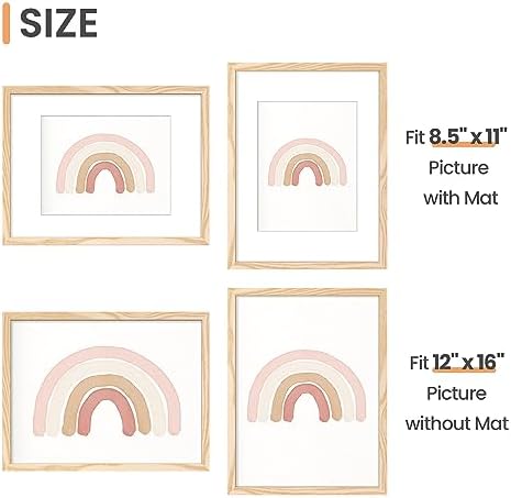 upsimples 12x16 Picture Frame, Gallery Wall Frames Set of 5, Natural - Image 5
