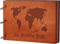 Our Adventure Book 11.9 * 7.6 Inch Scrapbook Photo Album, Retro 3D Wooden Travelling Diary JournalScrap Book For Couples Memory Book ForAnniversary Wedding,Vintage Guestbook,Valentine's Day Gift by Xiongxiong
