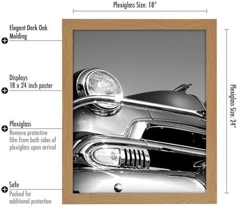 Americanflat 18x24 Poster Frame - Dark Oak Engineered Wood with Polished Plexiglass - Wide Picture Frame for Vertical or Horizontal Wall Display - Epic Collection - Dark Oak - Image 2