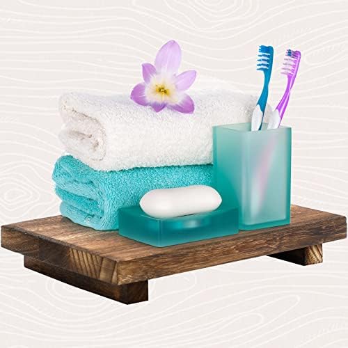 Nuogo Wood Pedestal Riser Stand for Kitchen Soap Tray,9 X 6 Inch,Brown - Image 4