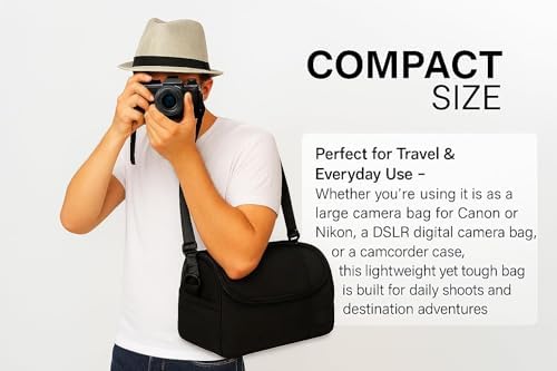 Large Padded Camera Bag with Shoulder Strap – DSLR & Mirrorless Camera Carrying Bag, Lightweight Protective Crossbody Camera Bag - Image 6