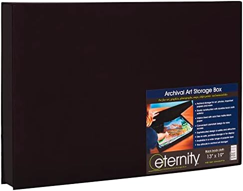 HG Art Concepts Art Photo Storage Box Eternity Archival Clamshell Box for Storing Artwork, Photos & Documents Deluxe Acid-Free Sturdy & Lined with Archival Paper - [Black - 13" x 19"] by HGArtConcepts