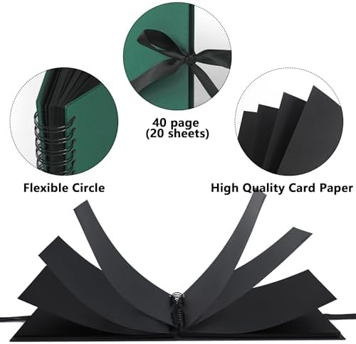 Vienrose 8x8 Scrapbook Album Photo DIY Dark Green Thick Kraft 40 Pages - Image 5