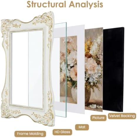 White Vintage Picture Frame 5x7, Antique Wedding Photo Frame Decor - Image 3