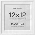 Homeforia 12x12 White Oak Picture Frame, High-End Wood, 10x10 Mat, Glass by Homeforia