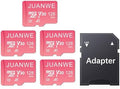 JUANWE 128GB Micro SD Card 5 Pack SD Card MicroSDXC Flash Memory Card 128 GB, A1 U3 V30 4K Video Recording 128GB TF Cards with Adapter for Phone, Dash Cam, Security Camera (5 Pack, Pink) by JUANWE