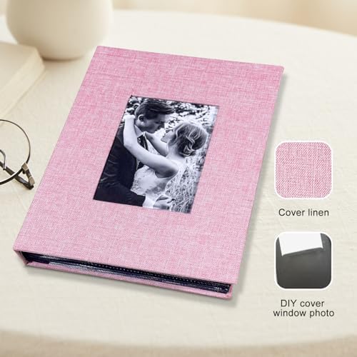 Photo Album 4x6 with 200 Pockets, Slip-in Picture Albums, Linen Cover Memory Book with Front Window, Black Page Vertical Photo Book for Wedding, Family, Anniversary, Baby, Vacation(Pink) - Image 7