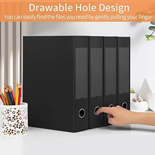 HUA JIE 4 Pack A4 Storage File Boxes Plastic Archives Cases with Lid,Black - Image 4