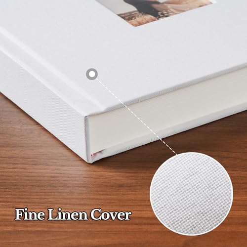Pssoss 8x8 Inch DIY Scrapbook Album, Linen Hardcover, 40 Pages, White - Image 6