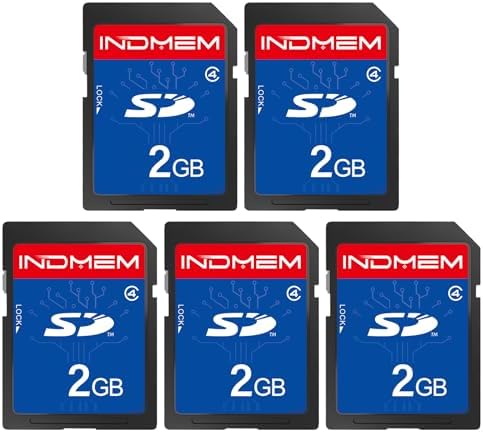 INDMEM 5 Pack SD Card 2GB Class 4 Flash Memory Card 2G SLC Stanard Secure Digital Cards by SINOBRIGHT