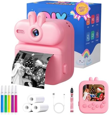 Kids Camera Instant Print: Gleeglee 1080P Camera for Kids, Pink Rabbit by Gleeglee