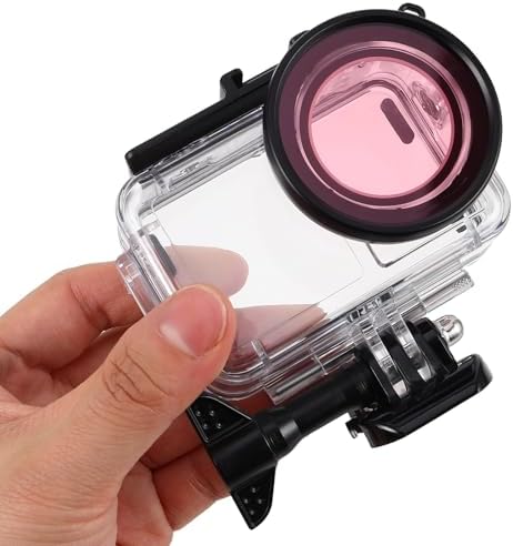Waterproof Camera Case Housing with Dual Cold Shoe Mount and Pink Filter for Cameras Outdoor Protective Shell and Underwater Photography - Image 4