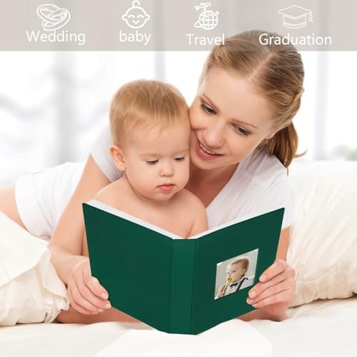 Artmag Mini Photo Album 4x6 50 Pockets 2 Pack, Linen Cover with Front Window Album Each Holds 52 Vertical Photos for Family Wedding Baby Children (Dark Green) - Image 5