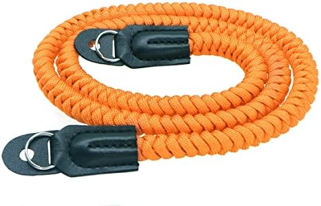 Paracord Woven Camera Neck Shoulder Strap Belt Hand Compatible with Canon Nikon Sony Olympus Pentax Fujifilm Panasonic SLR DSLR Digital Mirrorless Cameras 36inch Orange by HITHUT