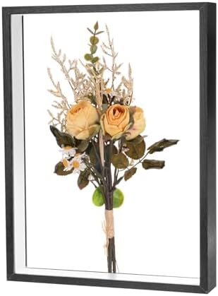 M METERXITY 1-Pack Dried Flower Frame, 12 x 16 Inch Double Acrylic Wooden Dried Flower Photo Floating Frame for Tabletop/DIY/Handicrafts [Black] by MMETERXITY