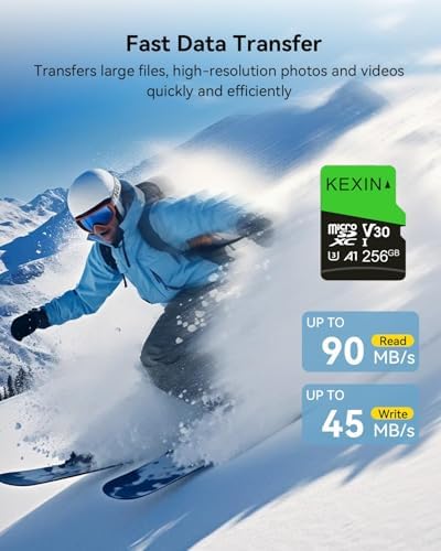 KEXIN 256GB Micro SD Card with SD Adapter microSDXC Memory Card UHS-I A1 V30 U3 Micro SD Card Full HD High Speed TF Card for Smartphone Tablet Action Camera Dash Cam Drone Game Console - Image 2
