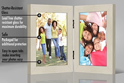 Americanflat 4x6 Double Picture Frame - Light Wood - Image 3