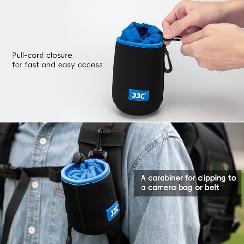 JJC Neoprene Camera Lens Pouch Case, Drawstring Bag for Lens up to 2.9x3.9" - Image 5