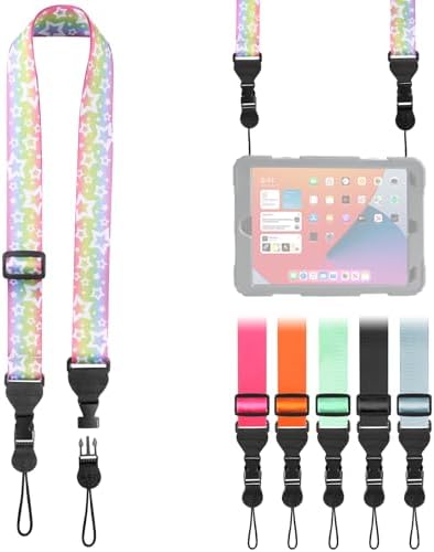 FIEIL Adjustable Shoulder Strap, Nylon Camera Strap, Comfortable Neck Strap for iPad, Cellphone Tablet, Camera, Laptop, Binocular, Luggage Bag (Rainbow Stars Universal Lanyard) by FIEIL