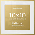 Homeforia 10x10 Gold Picture Frame, High-End Metal, 8x8 Mat, Glass by Homeforia