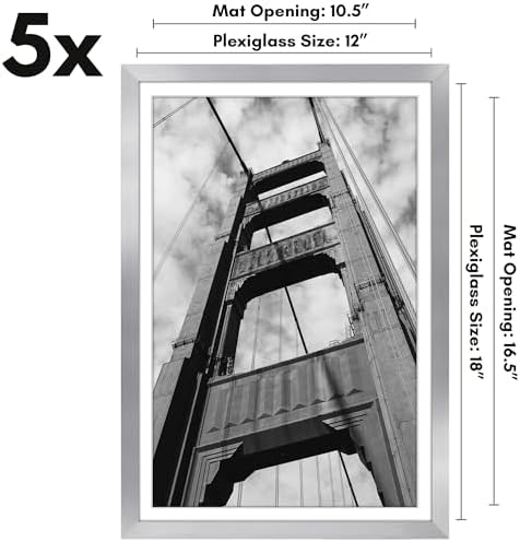 Americanflat 12x18 Poster Frame 5-Pack - Matted to 11x17 - Silver - Image 2