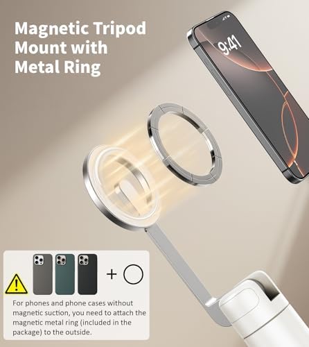 TONEOF 68" Magnetic Aluminum Phone Tripod Selfie Stick for iPhone & Android - Image 2