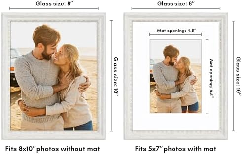 Americanflat 8x10 Vintage Picture Frame - Matted to 5x7 - White - Image 2