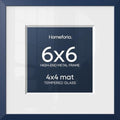 Homeforia 6x6 Blue Picture Frame, High-End Metal, 4x4 Mat, Glass by Homeforia