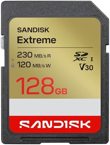 SANDISK 128GB Extreme SD UHS-I Card - Up to 230MB/s Read Speed and 120MB/s Write Speed, 4K UHD Video, U3, V30 - SDSDXV9-128G-GUCIN by Unknown