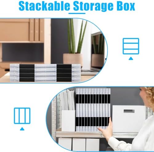 SAYEEC Portable Project Case A4 Plastic Transparent File Storage Box for 8.5"x11" Paper Slim Photo Art Craft Storage Container Scrapbook Document Organizer Magazine Protector for Office School (Black) - Image 5