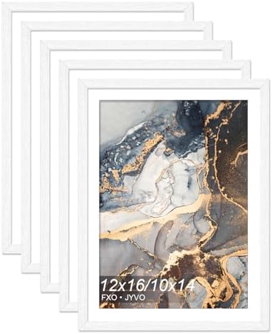 12x16 Frame Set of 5 for Diamond Art Painting 30x40cm Engineered Wood White by Fxojyvo