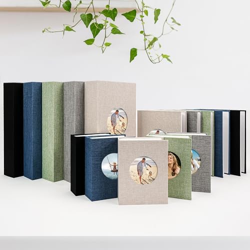Vienrose Photo Album 4x6 Photos 300 Pockets Linen Cover Slip-in Photo Book with Round Window for Wedding, Vacation Memories, Personalized Picture Organizer, Green - Image 6