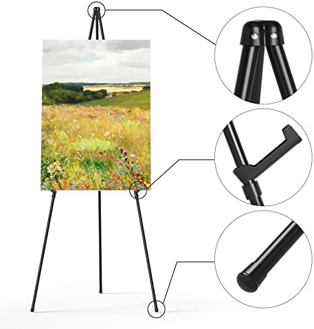 Easel Stand for Display, Aredy 63" Portable Painting Easel, Lightweight Metal Easels for Painting Canvas, Wedding Sign (4 Pack) - Image 3