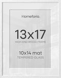 Homeforia 13x17 White Oak Picture Frame, High-End Wood, 10x14 Mat, Glass by Homeforia