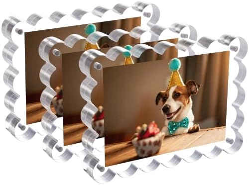 3Pack 5x7 Inch Scalloped Edge Design Acrylic Magnetic Picture Frames by HJYAXQOP